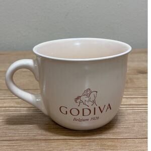 Godiva Belgium 1926 Ceramic Mug Cup Creamy Beige Horse & Rider Logo Coffee Tea
